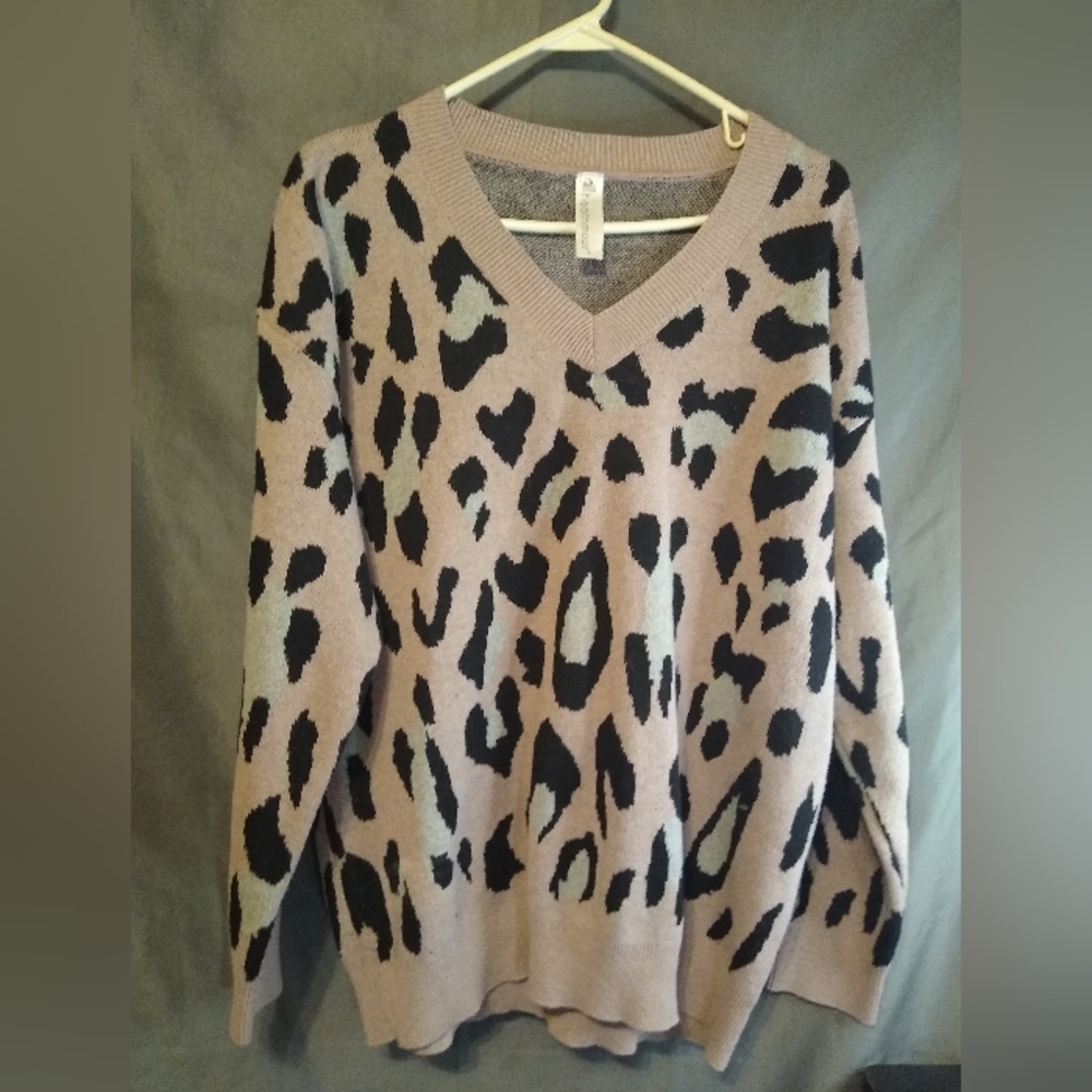 Heathmoor cheetah print v-neck sweater